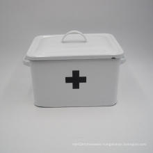 Vintage Enamel Acid Box Storage Box t With Lid